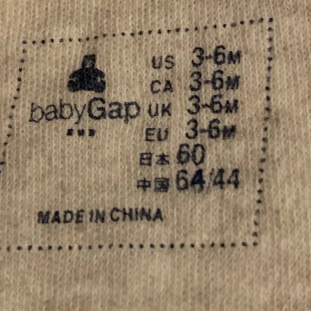 Baby Gap grey zip up hooded jacket 3-6M
